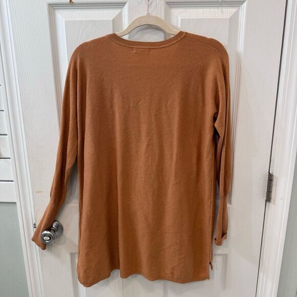 Garnet Hill Organic-Cotton Pocket-Detail long Sweater size XS-  in rust- EUC! - Picture 11 of 13